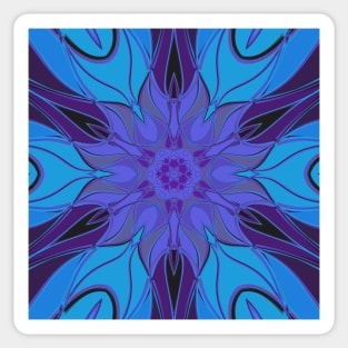 Cartoon Mandala Flower Blue and Purple Sticker